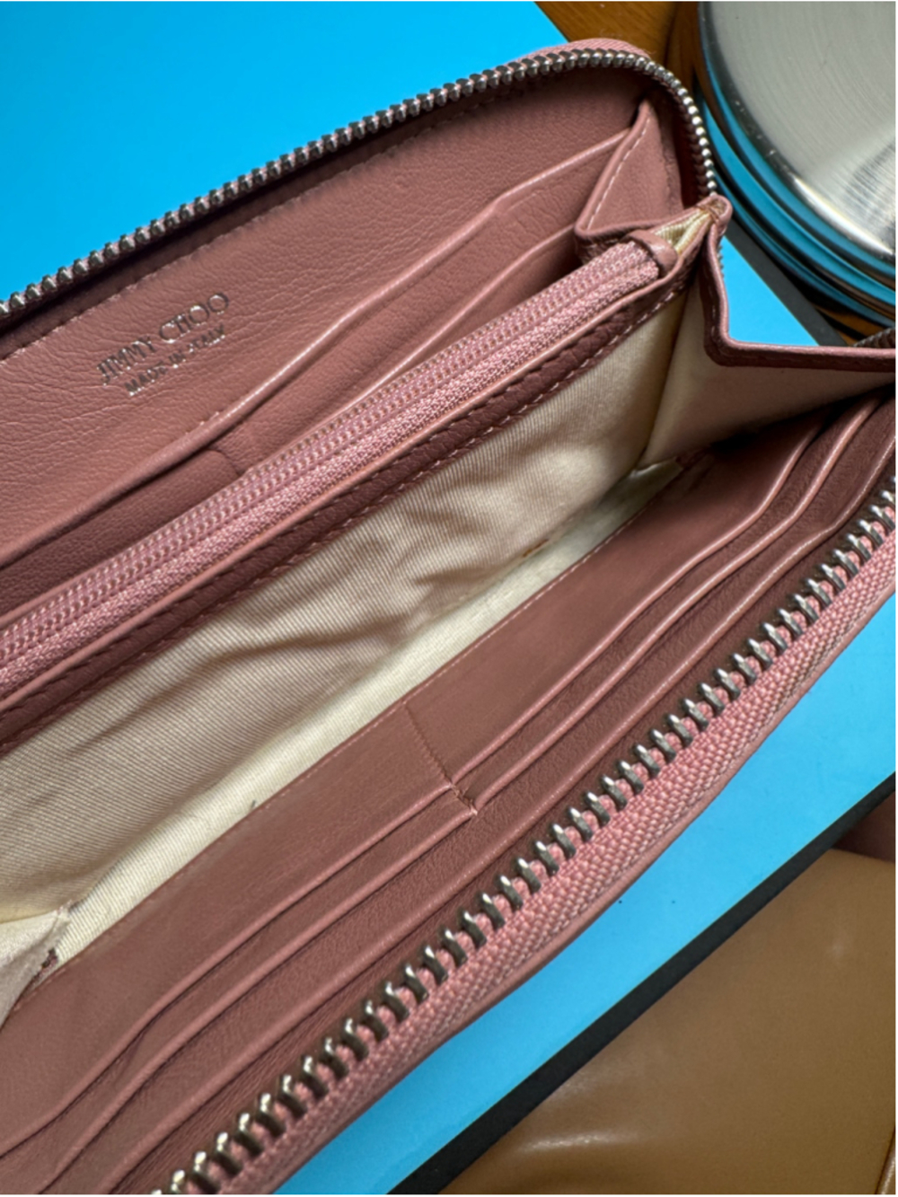 Jimmy Choo Star Studded Leather Long Wallet Pink and Silver - Picture 7 of 9